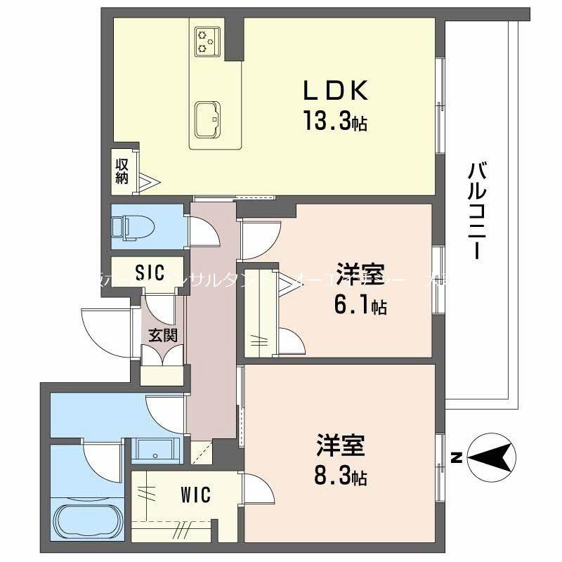 シャーメゾン門松(2LDK/3階)の間取り写真