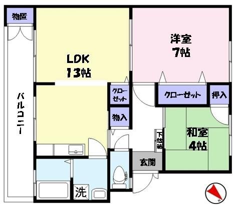 パインツリーA(2LDK/2階)の間取り写真