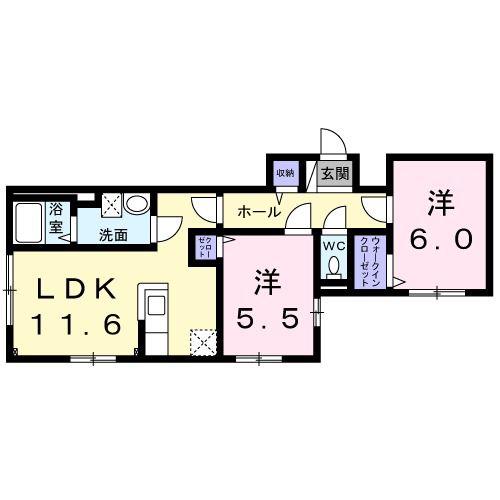 エミール 澄川(2LDK/1階)の間取り写真
