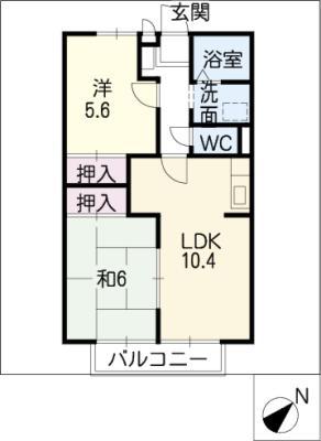グランパス日名(2LDK/1階)の間取り写真