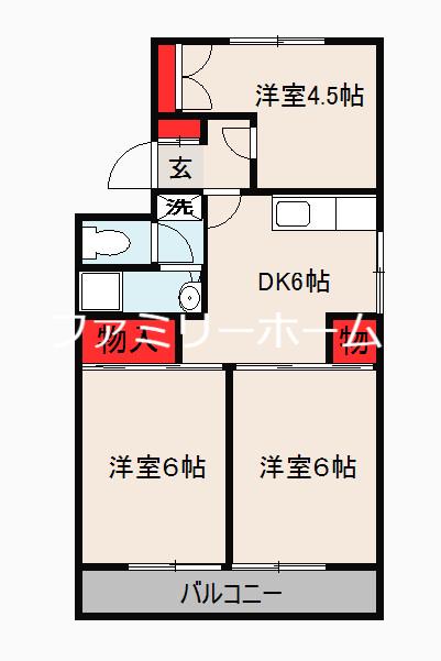 サニーハイツ(3DK/1階)の間取り写真