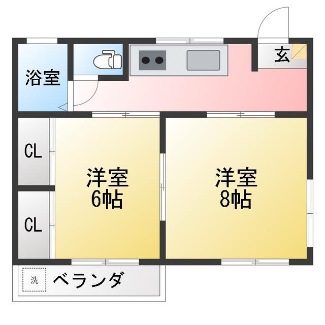 コーポキムラ(2K/2階)の間取り写真