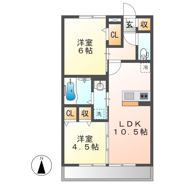 カーサエスペランサ(2LDK/3階)の間取り写真