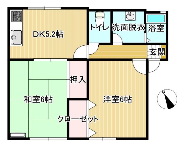 セジュール・ウイズA棟(2DK/1階)の間取り写真