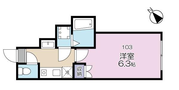 オータムバレー江北(1K/1階)の間取り写真