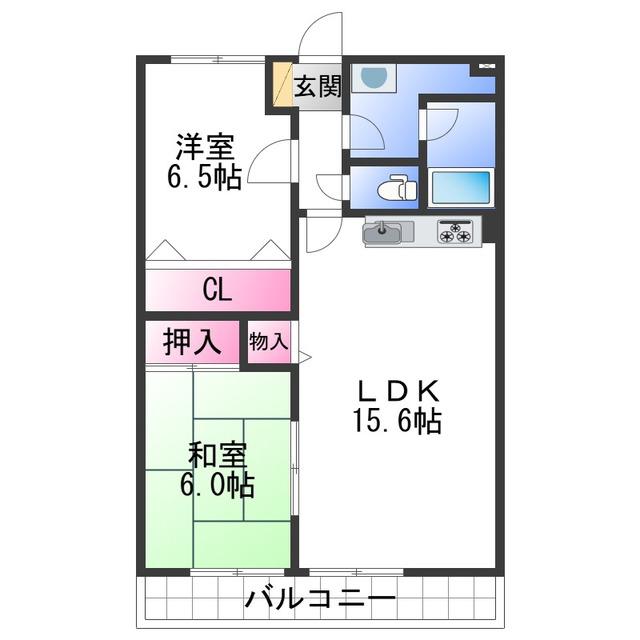 メゾンクシモト(2LDK/2階)の間取り写真