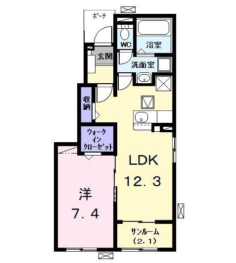 クラヴィーアV(1LDK/1階)の間取り写真