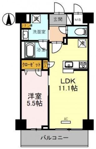 HABITAT平野(1LDK/1階)の間取り写真