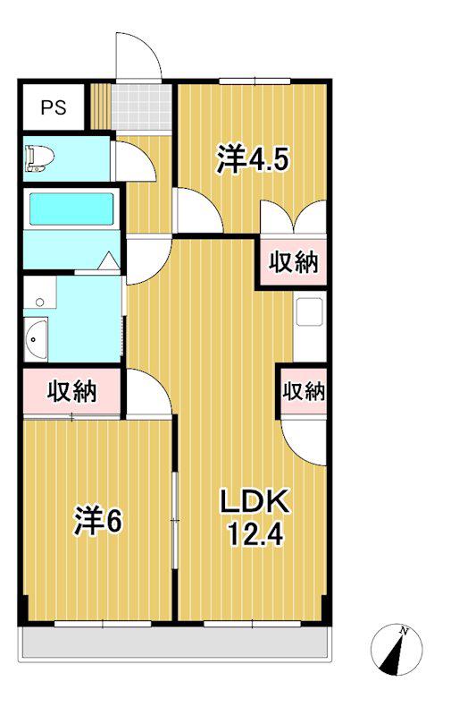 TAGAコーポラス(2LDK/2階)の間取り写真