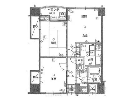 本陣パレス トスカーナ(2LDK/4階)の間取り写真