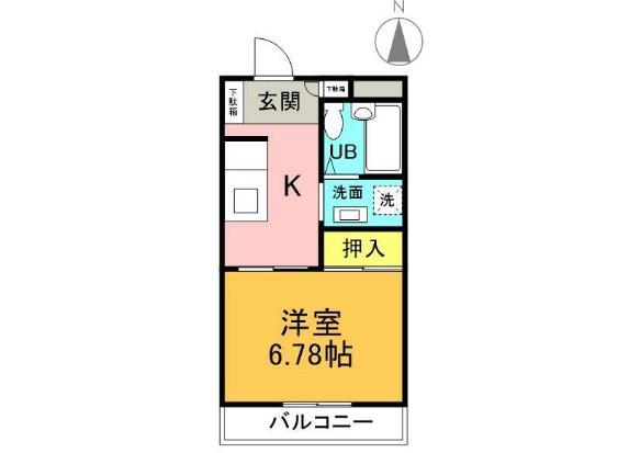 バースランド安積(1K/1階)の間取り写真