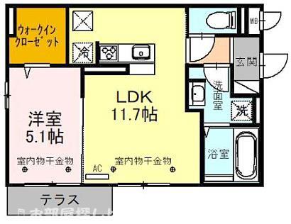 エアフォルクERFOLG(1LDK/1階)の間取り写真