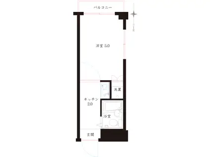 クレッセントI-1(1K/4階)の間取り写真