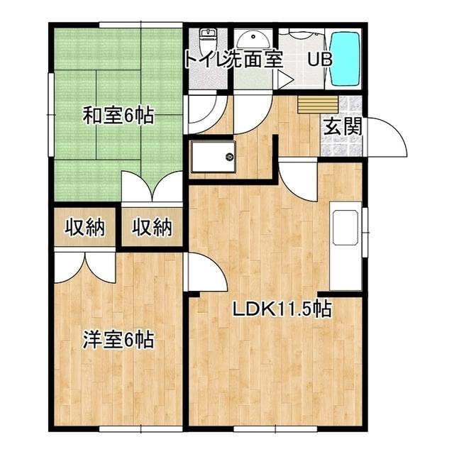 ハイツワタナベ(2LDK/1階)の間取り写真