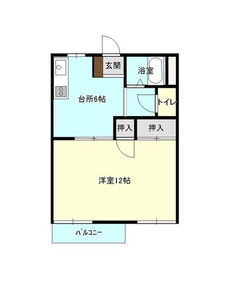 ケンハウス(1DK/1階)の間取り写真