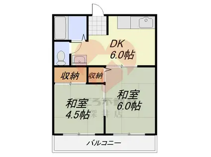市森ハイツ C棟(2DK/2階)の間取り写真