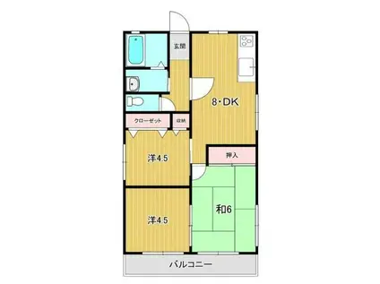 メゾン朱莉(3DK/1階)の間取り写真