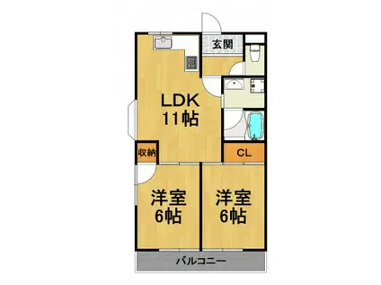 グレースキトラ(2LDK/4階)の間取り写真