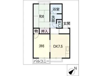 ピアチェーレM(2DK/2階)の間取り写真