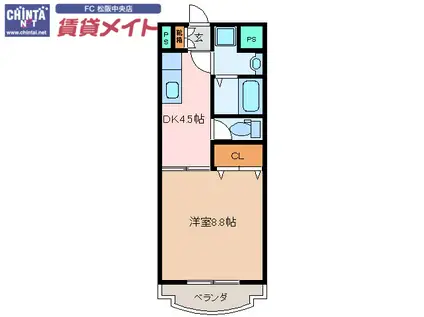 サニーホームズ末広(1DK/1階)の間取り写真