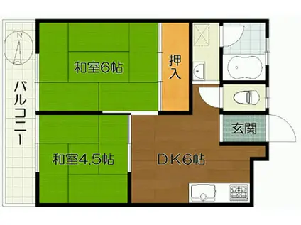 平塚第2マンション(2DK/3階)の間取り写真