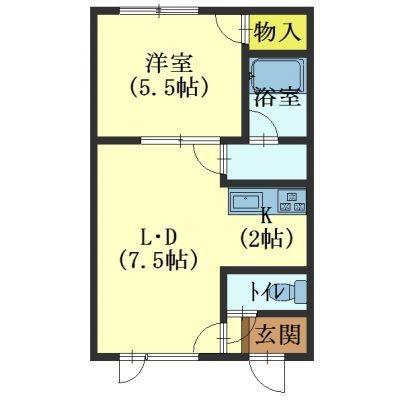 エステート深堀(1LDK/2階)の間取り写真