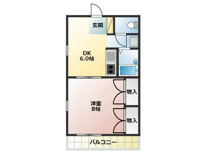 PINE WELL駅前 B棟(1DK/3階)の間取り写真