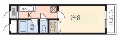 ワンルーム上大野(1K/3階)の間取り写真