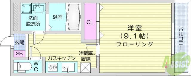 セレッソ(1K/1階)の間取り写真