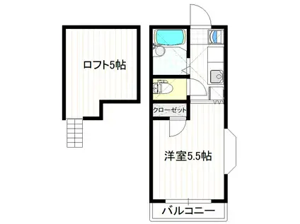 美里ハウス居村(1SK/1階)の間取り写真