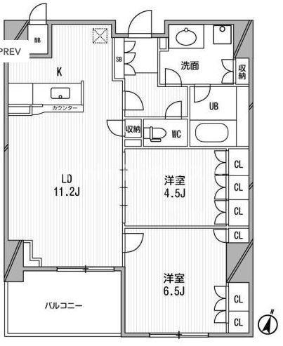 アーデンタワー福島ウエスト(2LDK/5階)の間取り写真