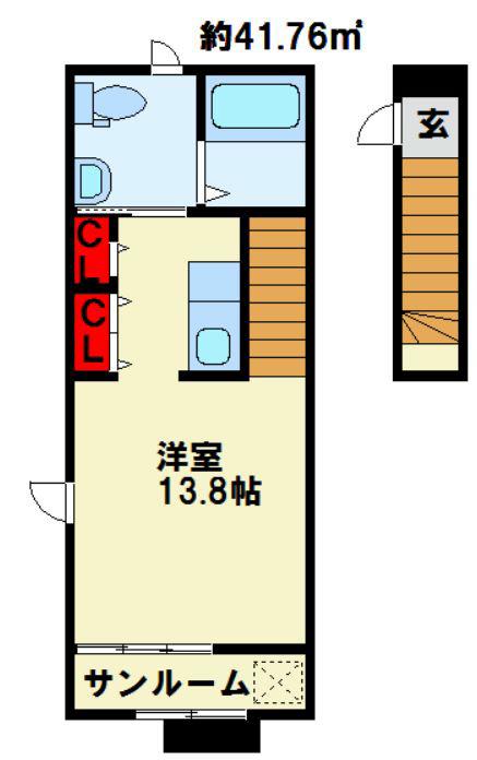 ヴィラ タカハマ(1K/2階)の間取り写真