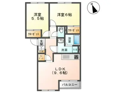 シティルミナスVI(2DK/1階)の間取り写真