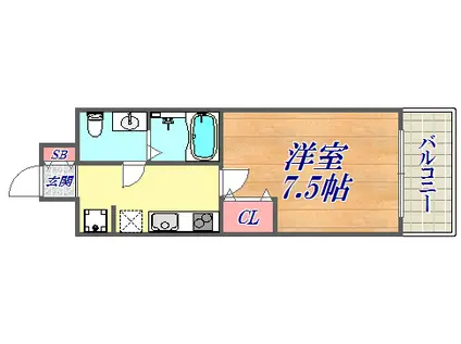 SERENITE三宮(1K/6階)の間取り写真