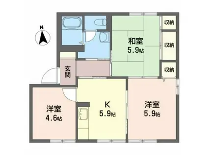 アクア・リッチF(3K/1階)の間取り写真