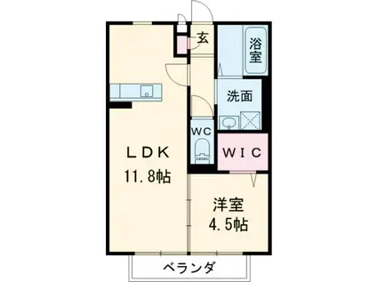 レーブフラッツ(1LDK/2階)の間取り写真