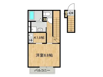 インレット荒川沖II B棟(1K/2階)の間取り写真