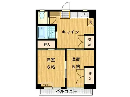 長田コーポ(2DK/3階)の間取り写真