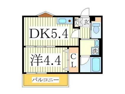 クロレ南流山II(1DK/1階)の間取り写真