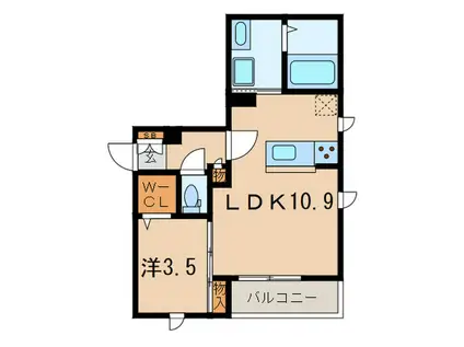 コンコード柳町(1LDK/1階)の間取り写真