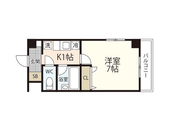 シャルマン三篠(1K/4階)の間取り写真