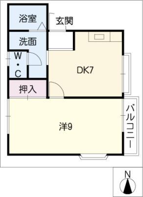 ルネサンス(1DK/1階)の間取り写真