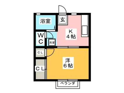 立野町ハイツ(1K/2階)の間取り写真