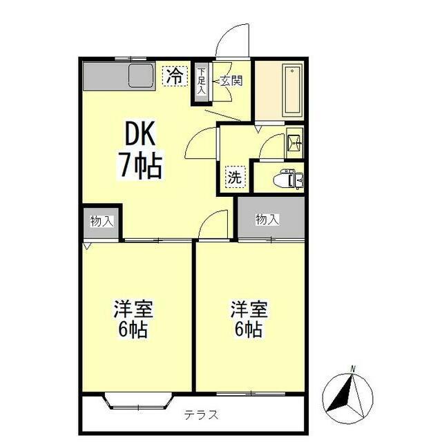 グランデロータス壱番館(2DK/1階)の間取り写真