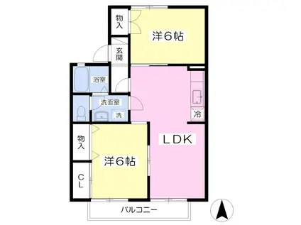 フォレストB館(2LDK/2階)の間取り写真