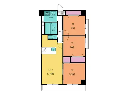 イーダッシュ中田(3LDK/10階)の間取り写真