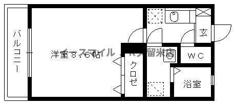 パティオ上津(1K/1階)の間取り写真