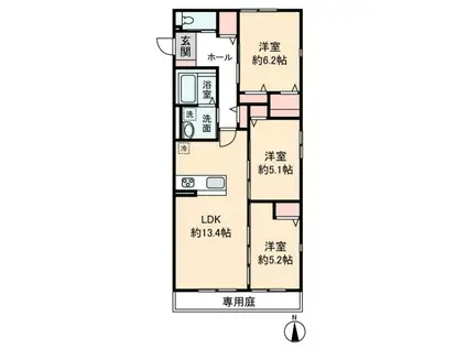 HEIM MAISON 庄内通駅東 A棟(3LDK/1階)の間取り写真