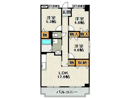 ゴールドヒル宝塚(3LDK/3階)の間取り写真