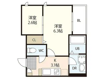 REGALEST-S LARC VI(2K/2階)の間取り写真